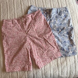 Talbots Bermuda Short Women's Size 10 Floral Coastal Pockets 10" Inseam Preppy